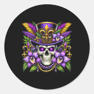 Mardi Gras Costume Sugar Skull Carnival New Orlean Classic Round Sticker