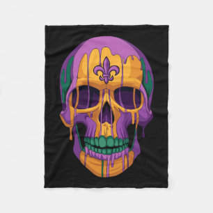 Mardi Gras Costume Sugar Skull Carnival New Orlean Fleece Blanket