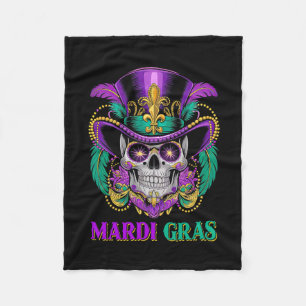 Mardi Gras Costume Sugar Skull Carnival New Orlean Fleece Blanket