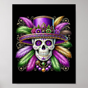 Mardi Gras Costume Sugar Skull Carnival New Orlean Poster