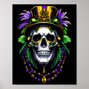 Mardi Gras Costume Sugar Skull Carnival New Orlean Poster