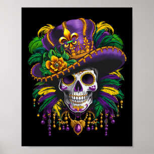 Mardi Gras Costume Sugar Skull Carnival New Orlean Poster