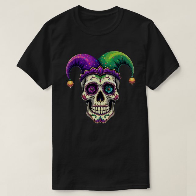 Mardi Gras Costume Sugar Skull Carnival New Orlean T-Shirt (Design Front)