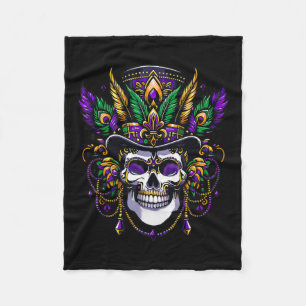 Mardi Gras Costume Sugar Skull Carnival Party Fleece Blanket