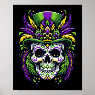 Mardi Gras Costume Sugar Skull Carnival Party Men Poster