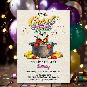 Mardi Gras Crawfish Boil hottub birthday party Invitation