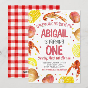 Mardi Gras Crawfish First Birthday Invitation
