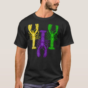 Mardi Gras Crawfish Jester Hat Bead Tee New Orlean