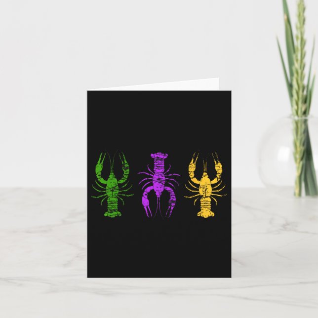 Mardi Gras Crawfish Jester Hat Bead Tee New Orlean Card (Front)