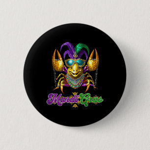 Mardi Gras Crawfish Party Costume Mask Feathers Be 2 Inch Round Button