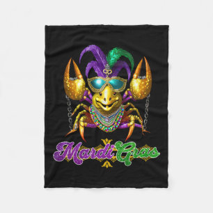 Mardi Gras Crawfish Party Costume Mask Feathers Be Fleece Blanket
