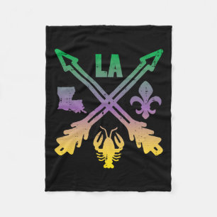 Mardi Gras Cross Arrows La Crawfish Louisiana Men Fleece Blanket