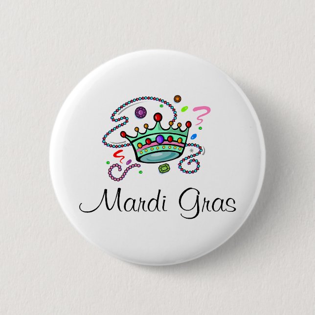 Mardi Gras Crown 2 Inch Round Button (Front)