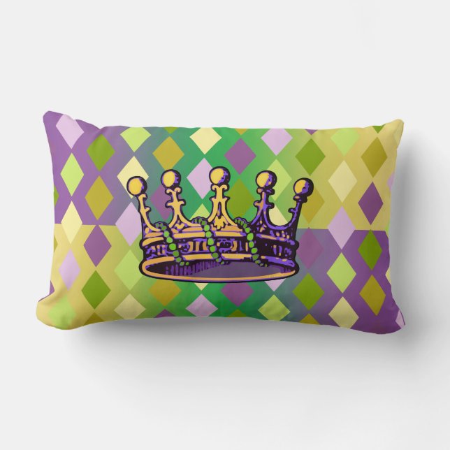 Mardi Gras Crown apparel and gifts Lumbar Pillow (Front)