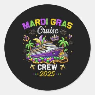 Mardi Gras Cruise 2025 Vintage Family Matching Tri Classic Round Sticker