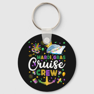 Mardi Gras Cruise Crew Matching Circle Keychain