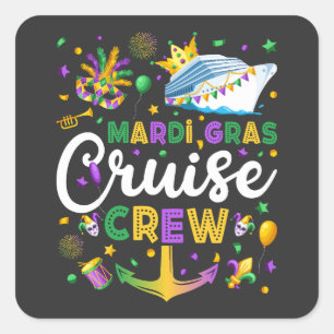 Mardi Gras Cruise Crew Matching Square Sticker
