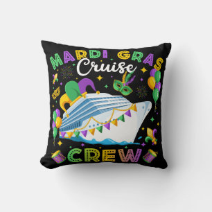 Mardi Gras Cruise Crew Matching Throw Pillow