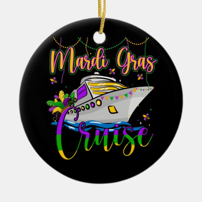Mardi Gras Cruise Matching Family Carnival Party Ceramic Ornament (Front)