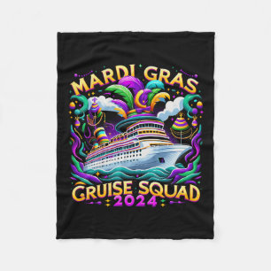 Mardi Gras Cruise Squad 2025 Funny Family Matching Fleece Blanket