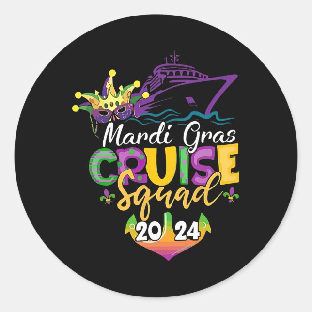 Mardi Gras Cruise Squad  Classic Round Sticker (Front)