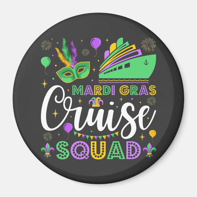 Mardi Gras Cruise Squad Matching Circle Magnet (Front)
