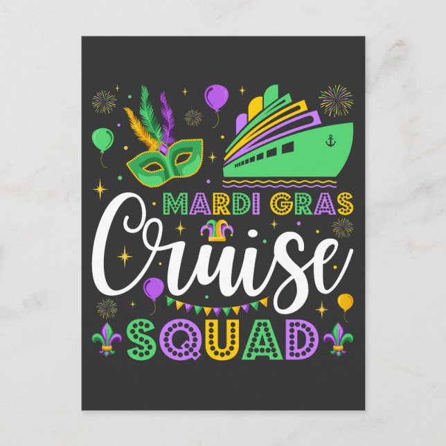 Mardi Gras Cruise Squad Matching Postcard (Front)