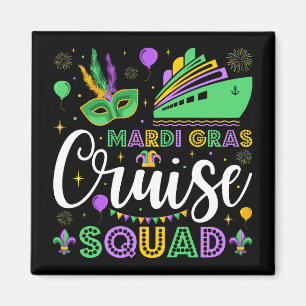 Mardi Gras Cruise Squad Matching Square Magnet