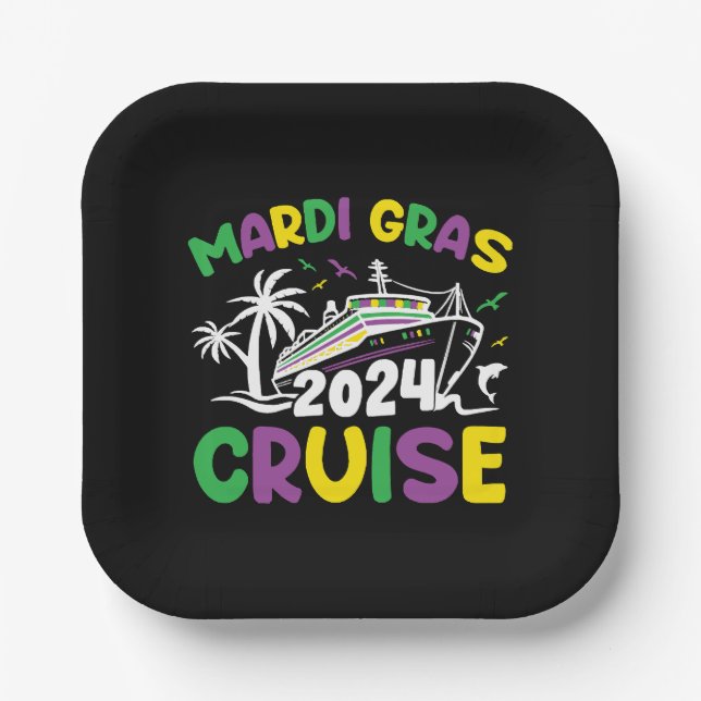 Mardi Gras Cruise Squad Paper Plate (Front)