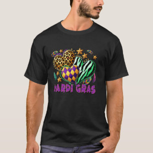 Mardi Gras Cute Hearts Leopard Print For Women Gir T-Shirt