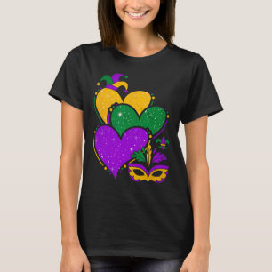 Mardi Gras Cute Hearts Women Girls Kids Vintage T-Shirt