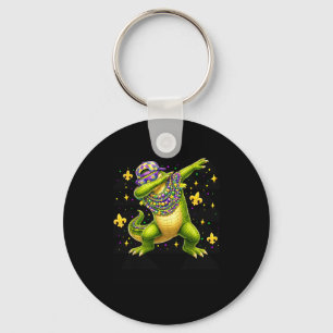 Mardi Gras Dabbing Alligator Carnival Beads Men Bo Keychain
