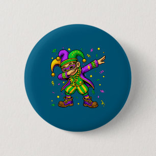 Mardi Gras Dabbing Boy Funny Jester Hat Kid New Or 2 Inch Round Button
