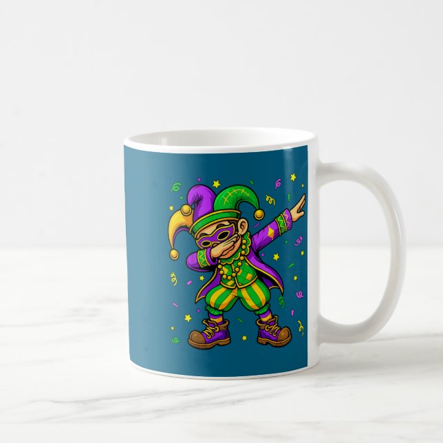 Mardi Gras Dabbing Boy Funny Jester Hat Kid New Or Coffee Mug (Right)