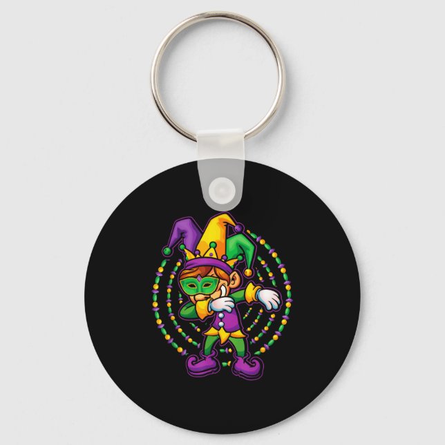 Mardi Gras Dabbing Boys Kids Gift Funny New Orlean Keychain (Front)
