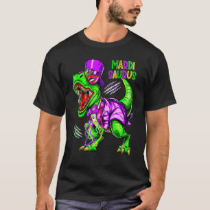 Mardi Gras Dabbing Rex Dinosaur Mardi Grawr Bead C T-Shirt