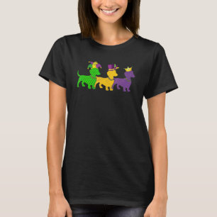 Mardi Gras Dachshund Beads Festival Jester Hat T-Shirt