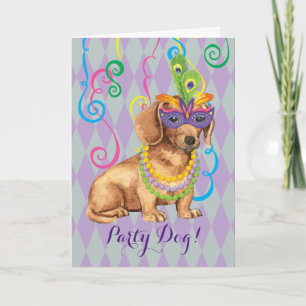 Mardi Gras Dachshund Card