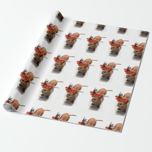 Mardi Gras Dachsund dog Wrapping Paper