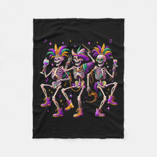 Mardi Gras Dancing Skeleton Funny Fleece Blanket