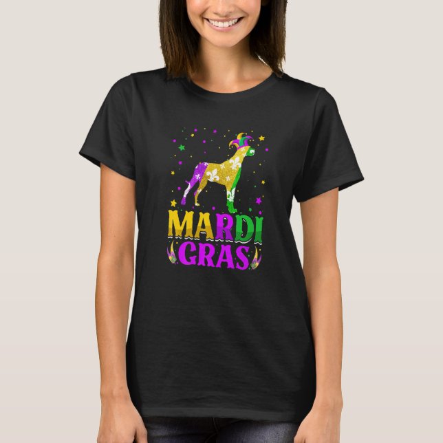 Mardi Gras Dane Dog Lover Carnival Jester Premium T-Shirt (Front)