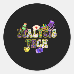 Mardi Gras Day Dialysis Tech New Orleans Festival Classic Round Sticker