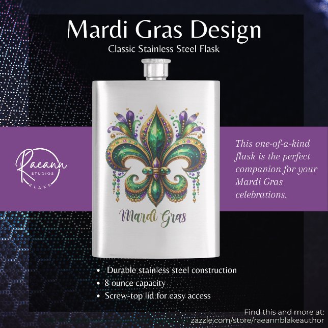 Mardi Gras Design Classique Flacon en acier inoxyd (Créateur téléchargé)