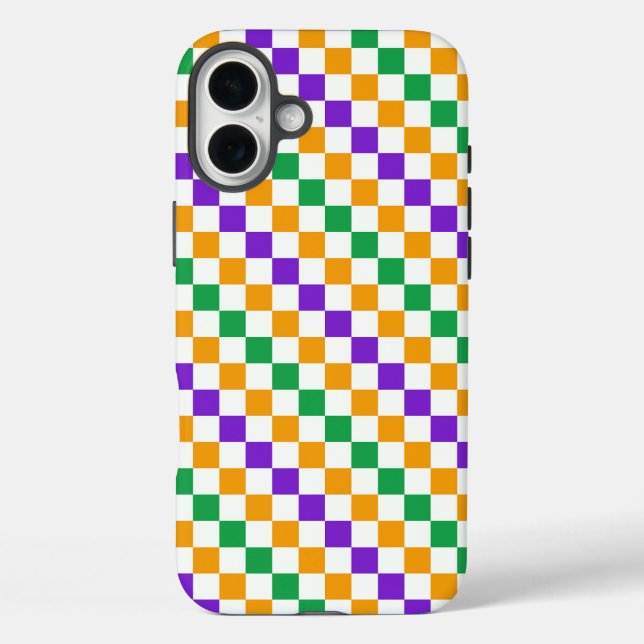 Mardi gras diagonal chequerboard pattern Case-Mate iPhone case (Back)