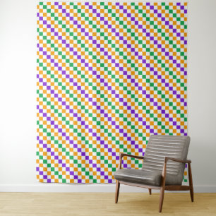 Mardi gras diagonal chequerboard pattern tapestry