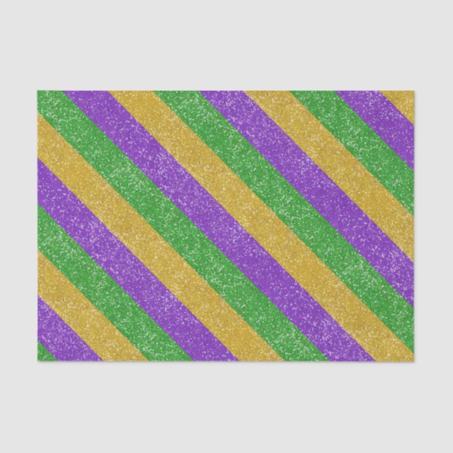 Mardi Gras Diagonal Colours Glitter Stripe Bling Tissue Paper (Front)