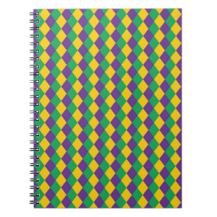 Mardi Gras Diamond Seamless Pattern. Violet, Yello Notebook
