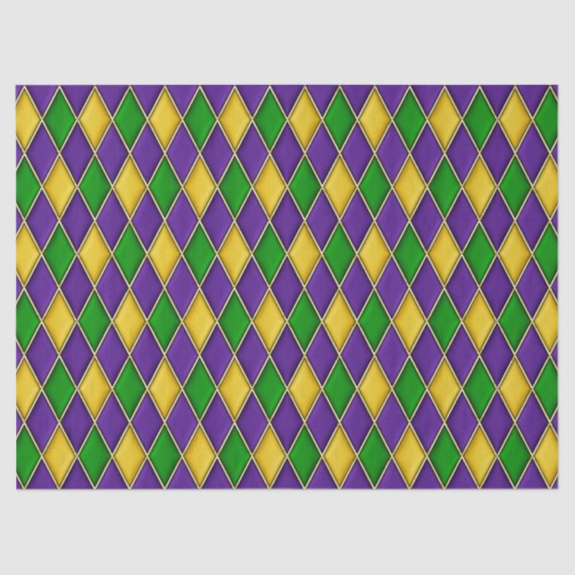 Mardi Gras Diamonds Harlequin Print Pattern Tissue Paper (Front)