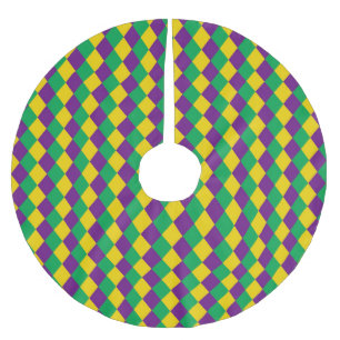 Mardi Gras Diamonds: Vibrant Festive Pattern Brushed Polyester Tree Skirt