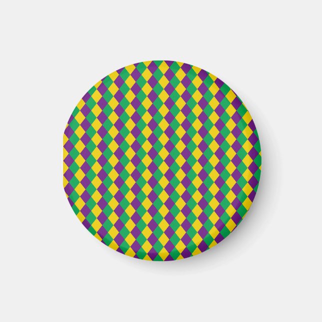 Mardi Gras Diamonds: Vibrant Festive Pattern Magnet (Front)